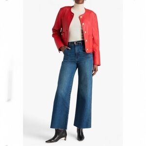 Veronica Beard Taylor High Rise Wide Leg Jean in Mid Denim